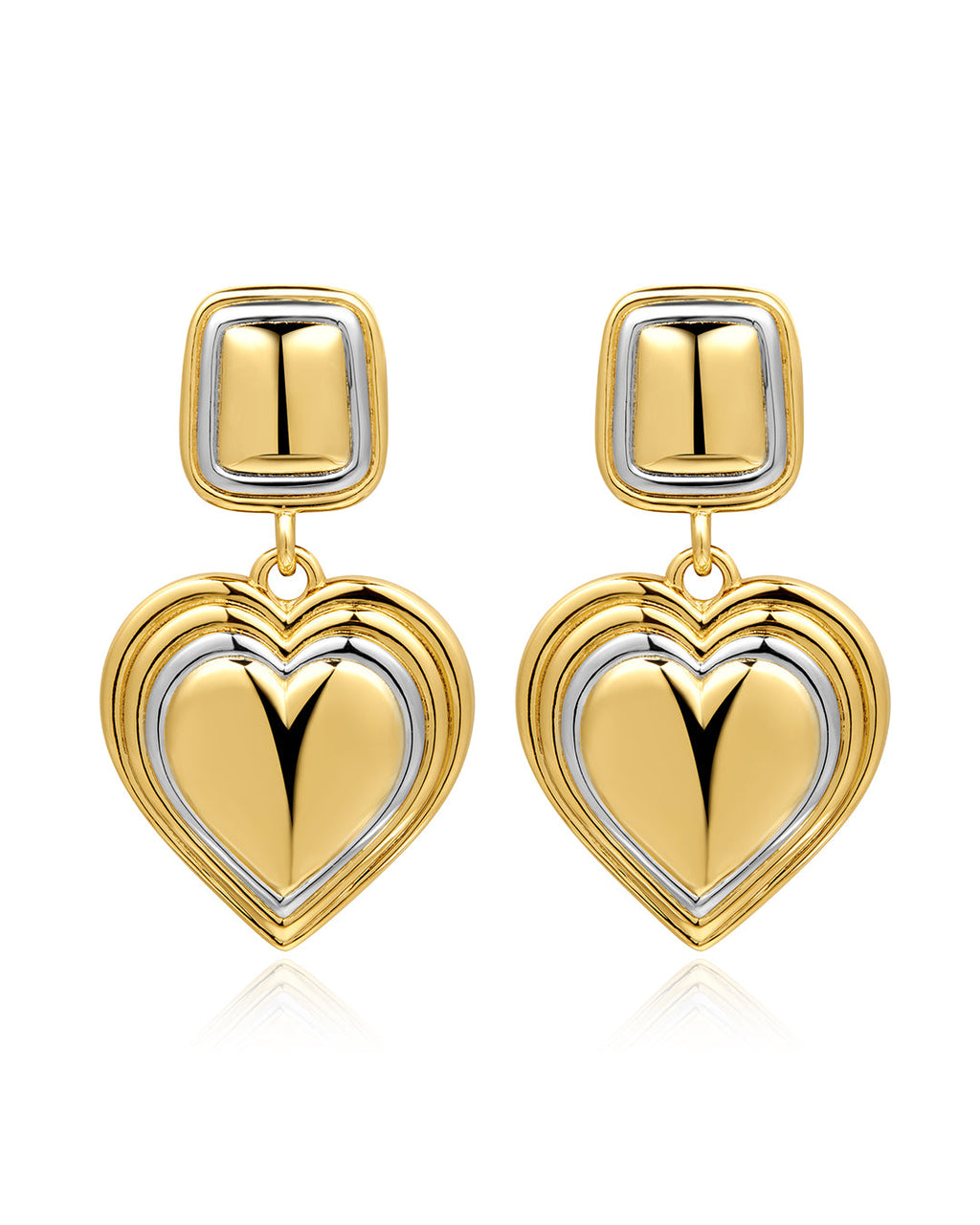 Two-Tone Heart Earrings
