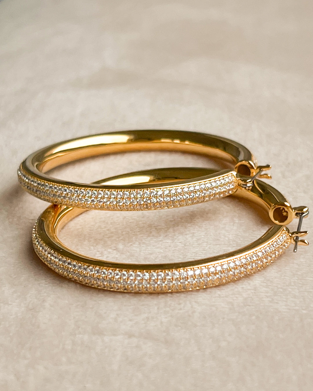 Pave Stripe Amalfi Hoops- Gold