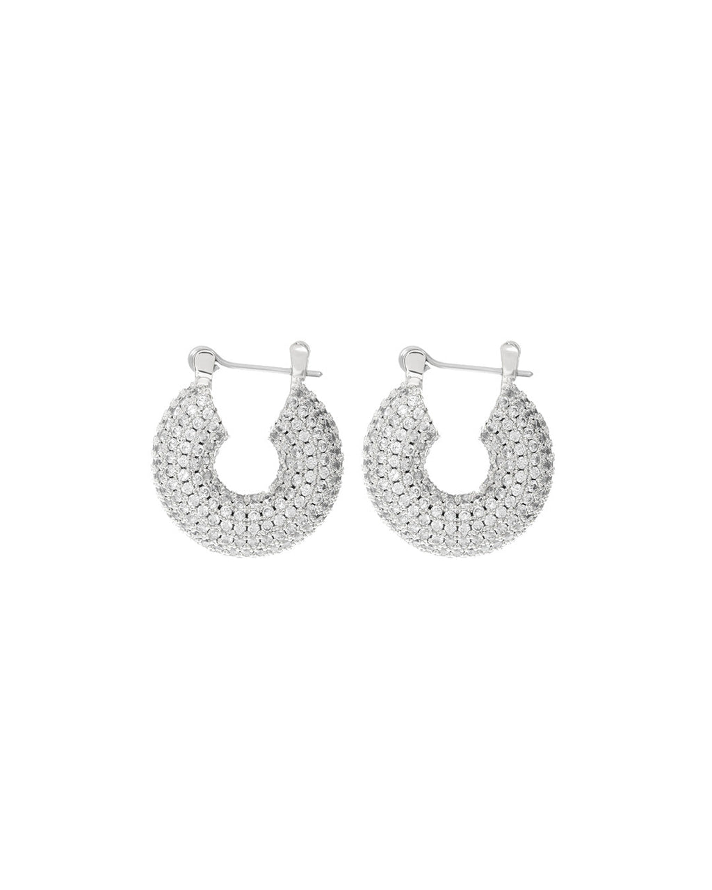 Pave Mini Donut Hoops- Silver