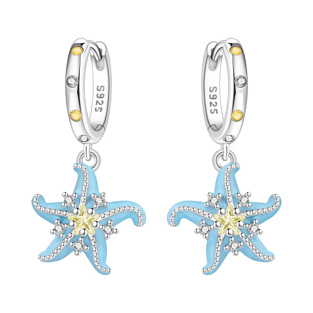 Blue Starfish Drop Earrings