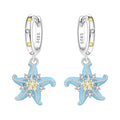Blue Starfish Drop Earrings