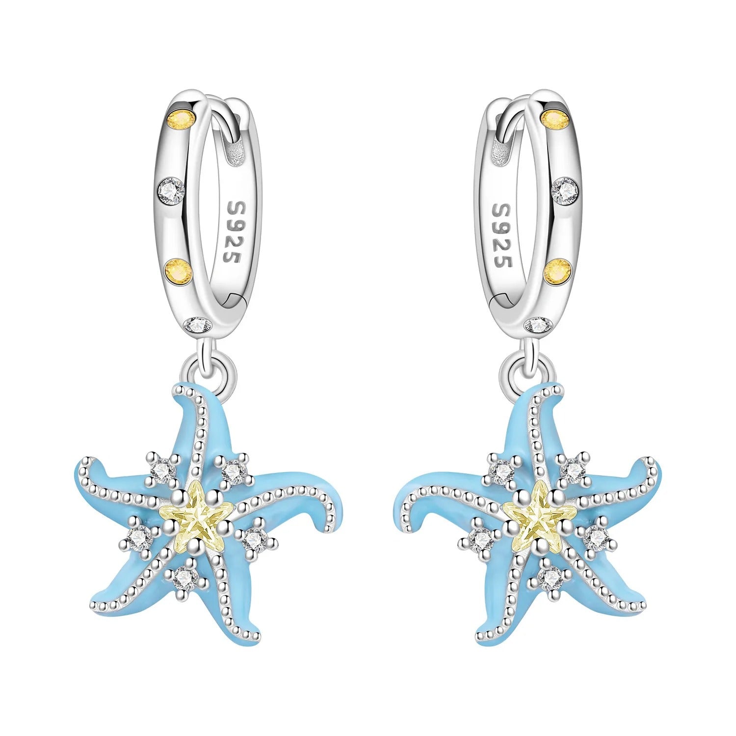 Blue Starfish Drop Earrings