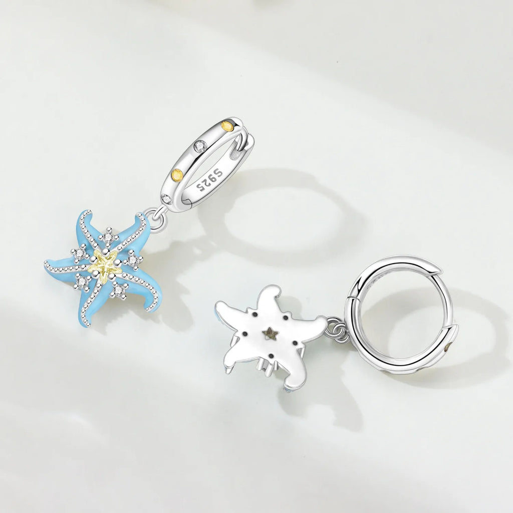 Blue Starfish Drop Earrings