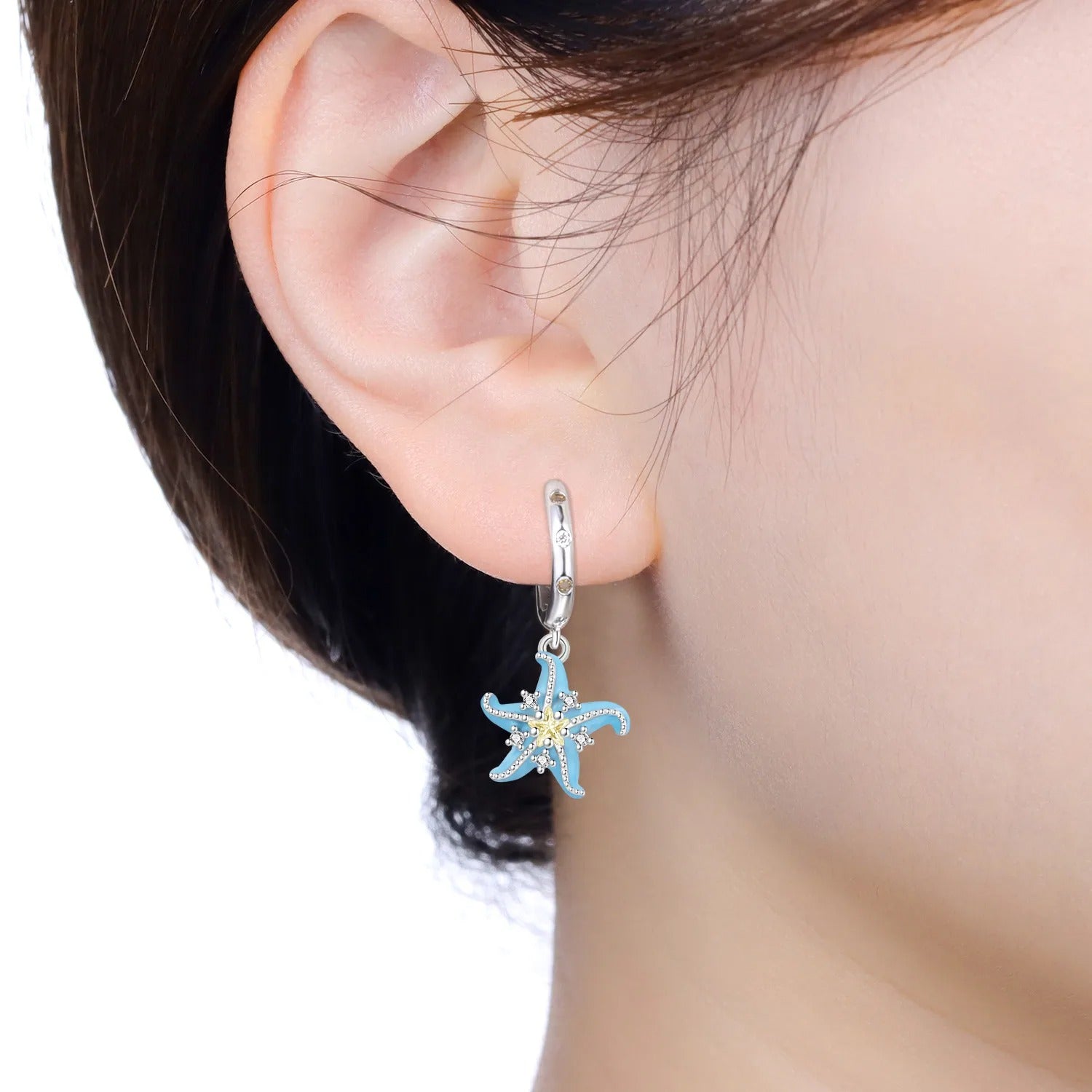 Blue Starfish Drop Earrings