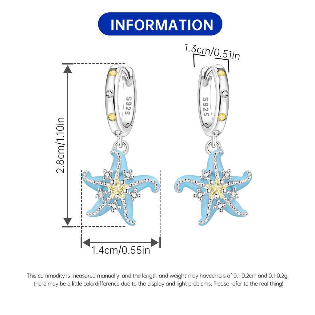 Blue Starfish Drop Earrings